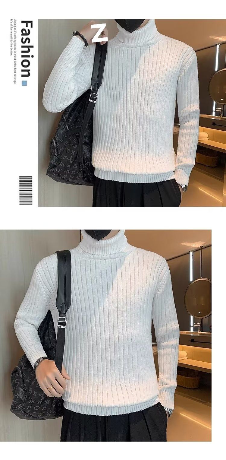 Maglione dolcevita da uomo 2025, autunno inverno, vestibilità slim, caldo, a collo lungo, tinta unita, maglia di base_voghion.com
