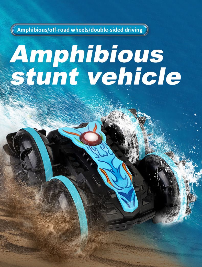 New double-sided rolling and rotating remote-controlled stunt amphibious beach toy_voghion.com