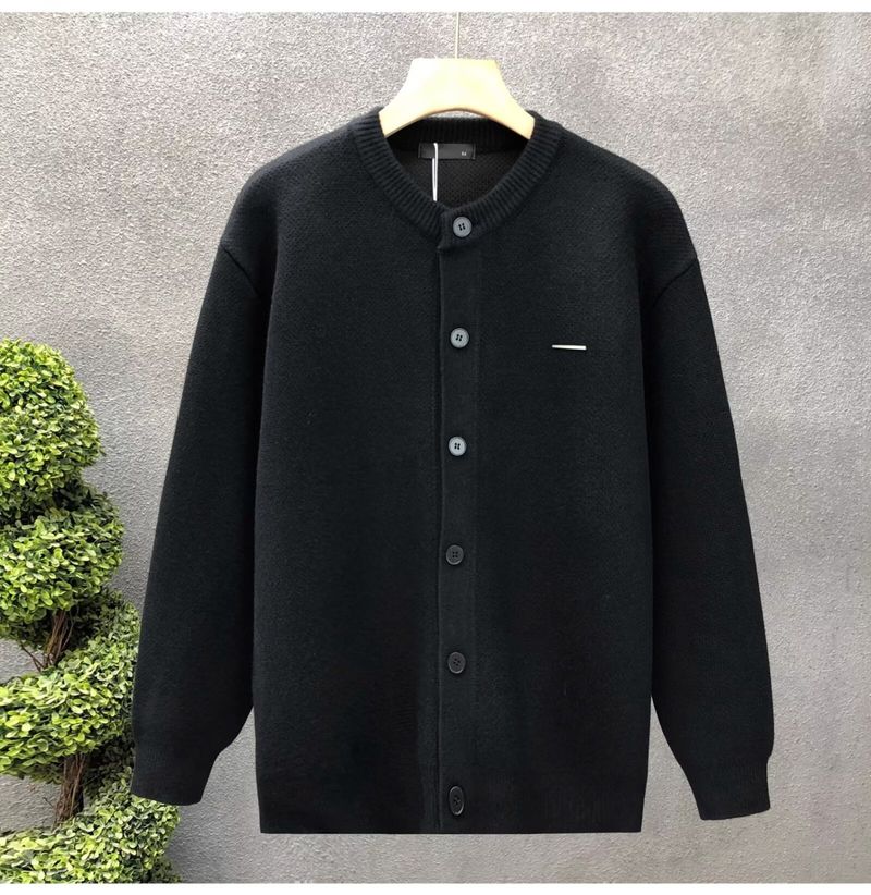 Suéter de punto para hombre, otoño e invierno. Cárdigan de punto para hombre, color liso, abierto al frente, para otoño e invierno (negro, caqui, gris)._voghion.com