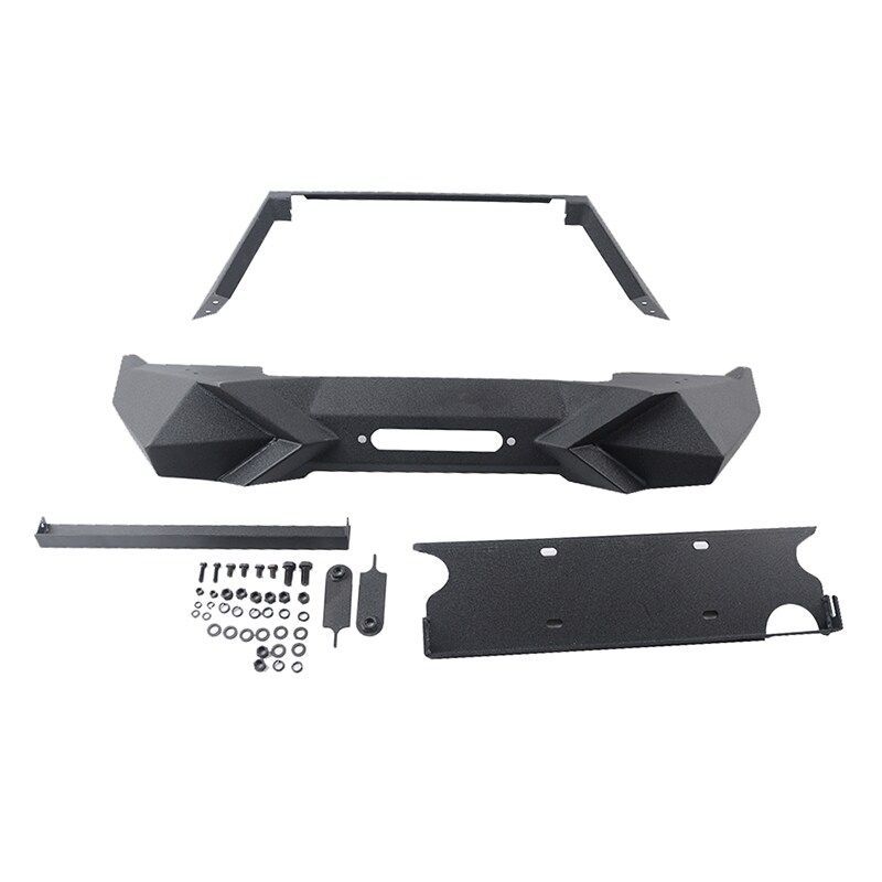 X Style Front Bumper With Winch Plate Compatible With Wrangler JK (2007-2018) & JL (2018+)- Heavy Duty Black Textured Manganese Steel Construction, Perfect For On And Off-Road Used_voghion.com