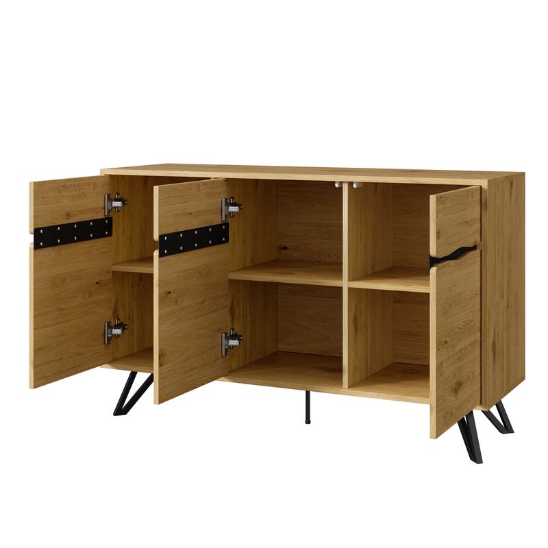 Buffet 3 niveaux en bois avec pieds en métal – Design moderne, grand espace de rangement, résistant et facile à nettoyer – Convient pour salon, salle à manger, couloir_voghion.com