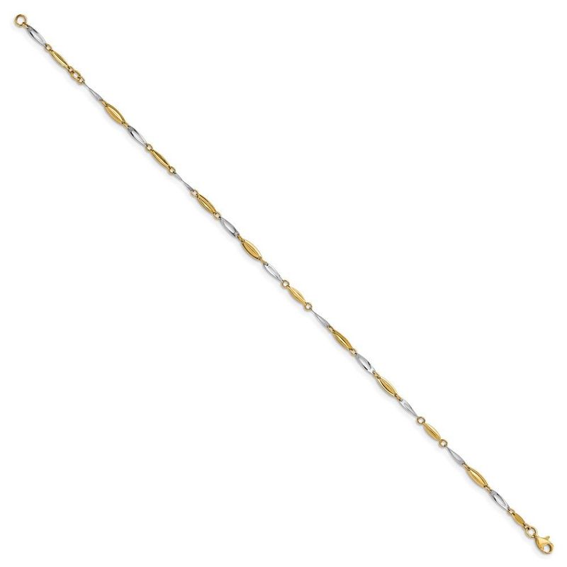 14K Two-tone Polished With 1in Ext. Anklet_voghion.com