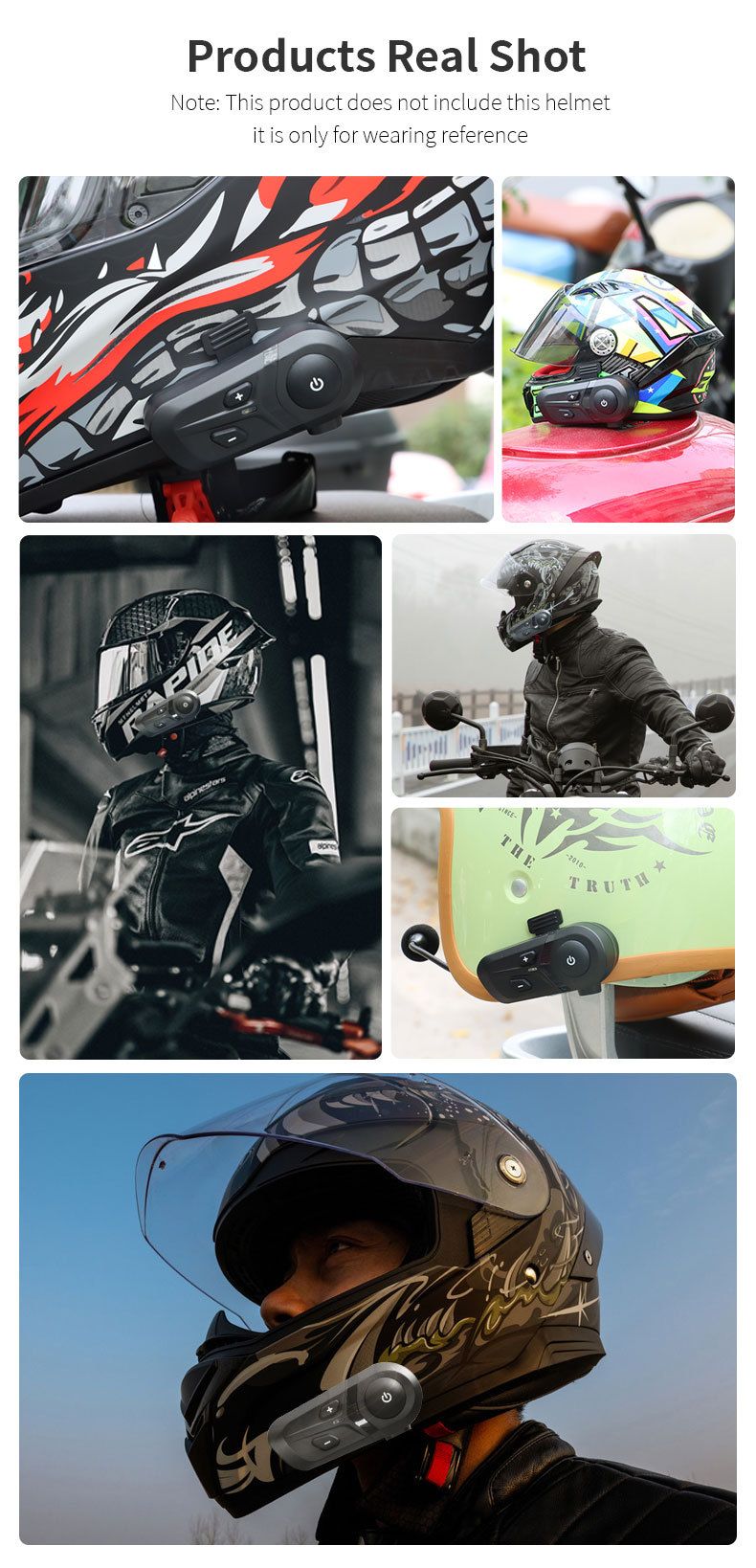 Wielofunkcyjny zestaw słuchawkowy Bluetooth do kasku motocyklowego w wersji 5.0, o czystej jakości dźwięku i długim czasie czuwania Bluetooth_voghion.com