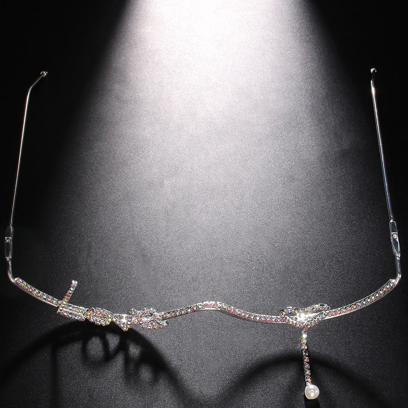 Montatura per occhiali con strass a goccia d'acqua di alta qualità, tendenza punk, accessori versatili Montatura per occhiali_voghion.com