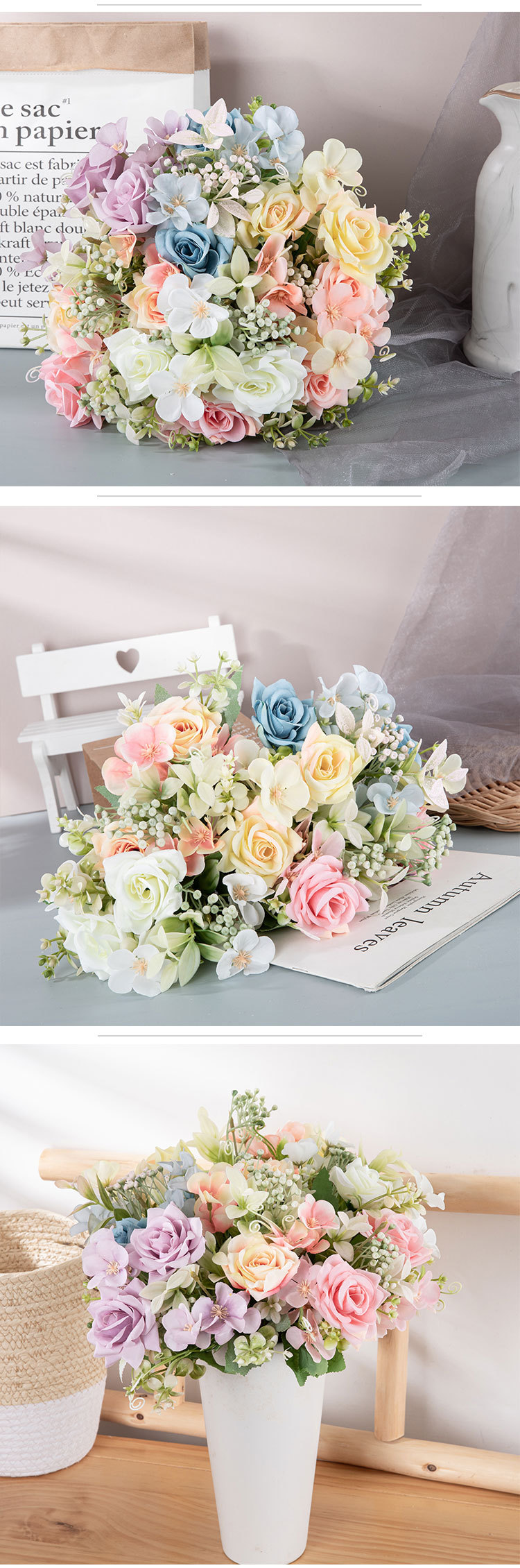 Ogo Kako Rose handmade artificial flower decoration hand-held flower rose wall_voghion.com