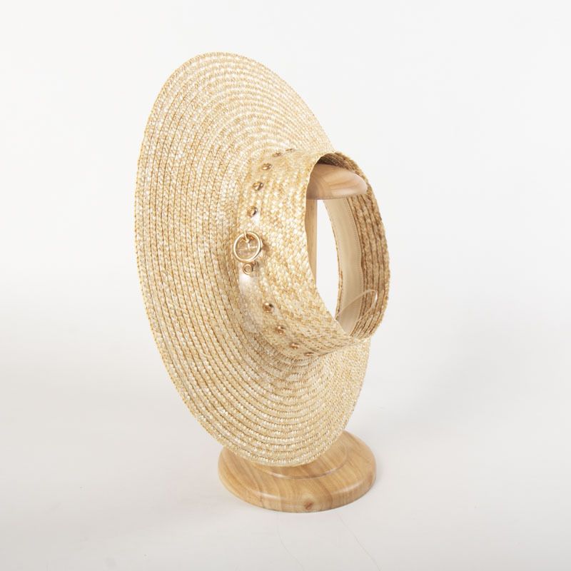 Mode Vrouwen Zon Brede Rand Geen Top Reis Strand Hoed Parels Band Vizier Zomer Hoeden_voghion.com