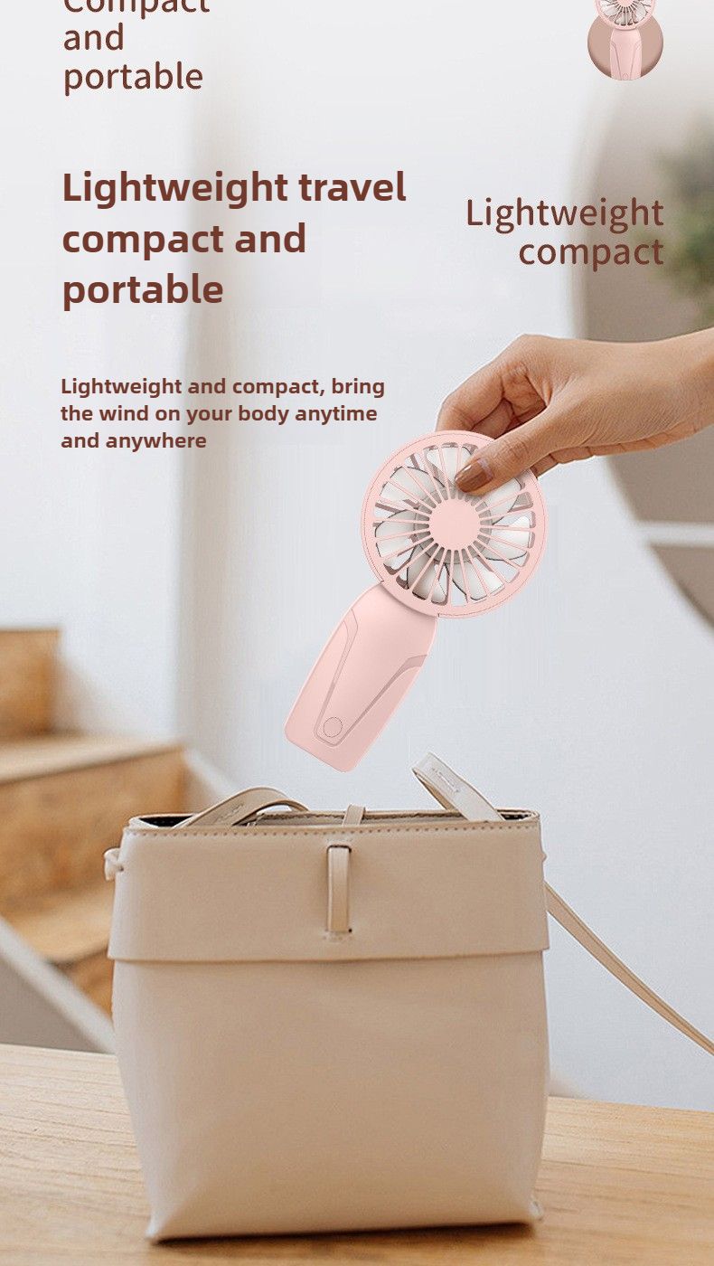 Ventilatore portatile piccolo, leggero, in ABS, dall'aspetto carino, ricaricabile tramite USB, per il raffreddamento in movimento._voghion.com