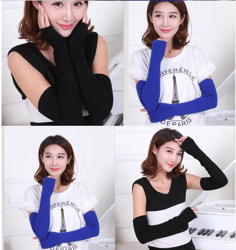 Manches longues unisexes pour femmes, gants longs demi-doigts, gants à doigts exposés, manches à bords volantés_voghion.com