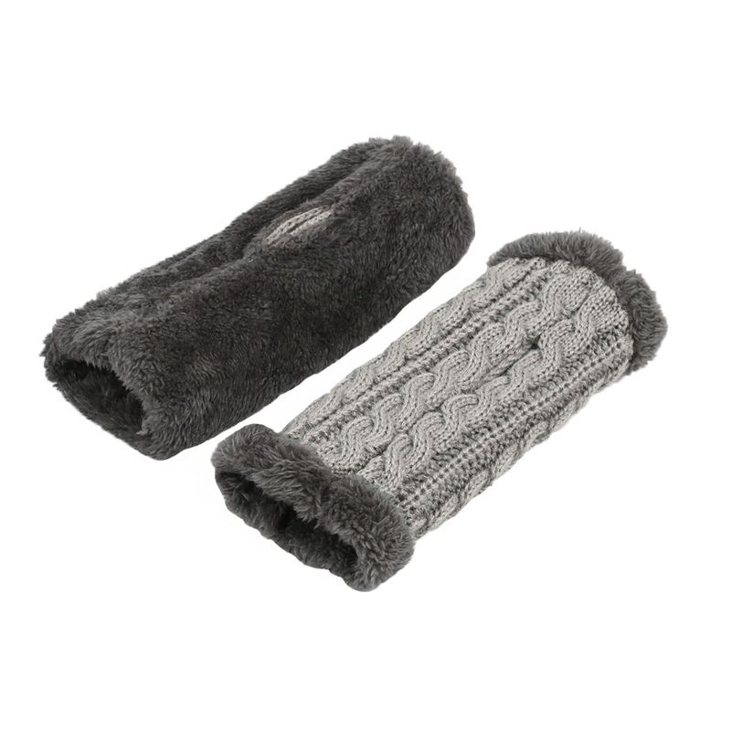 Unisex Fleecehandschuhe Gestrickte fingerlose Handschuhe mit Achterdrehung Kurze warme Manschette mit Fleecehandschuhen_voghion.com