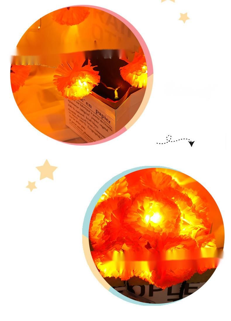 LED Dahlia Small Colorful String Flashing Starry Sky Christmas Halloween Solar Marigold Decorative Lights_voghion.com