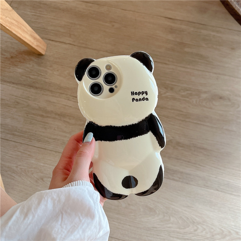 Mobile phone case three-dimensional panda suitable for iPhone15 Apple 14promax mobile phone case cartoon 13 water stickers 12 all-inclusive soft_voghion.com