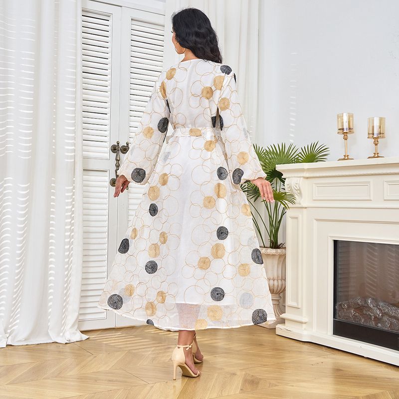 Damklänning med paljetter och tofshänge, muslimsk morgonrock, lång kjol, abayas för kvinnor_voghion.com