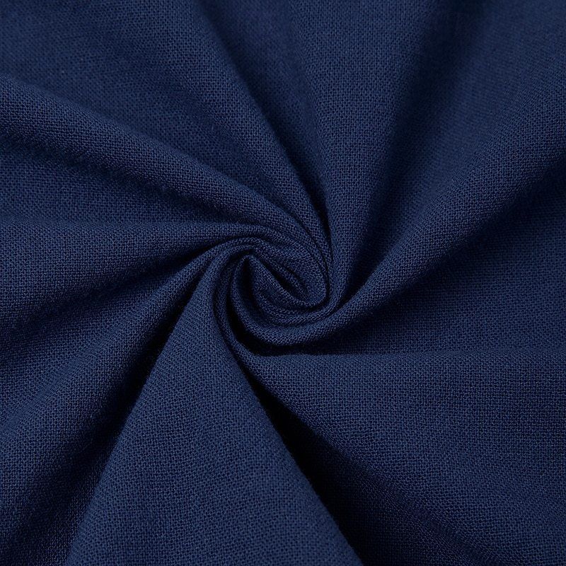 Camicia casual da uomo a maniche lunghe in cotone e lino tinta unita, con risvolto doppiopetto, primavera e autunno_voghion.com