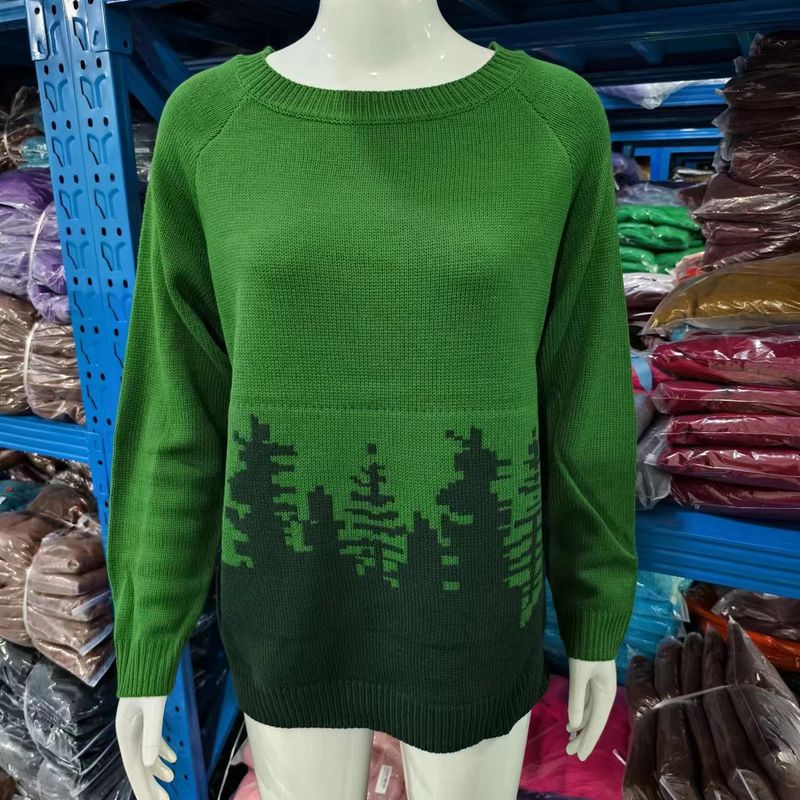 Damenbekleidung, modischer Strickpullover mit Rundhalsausschnitt, Farbblock, lockere Passform, lässige Oberteile_voghion.com