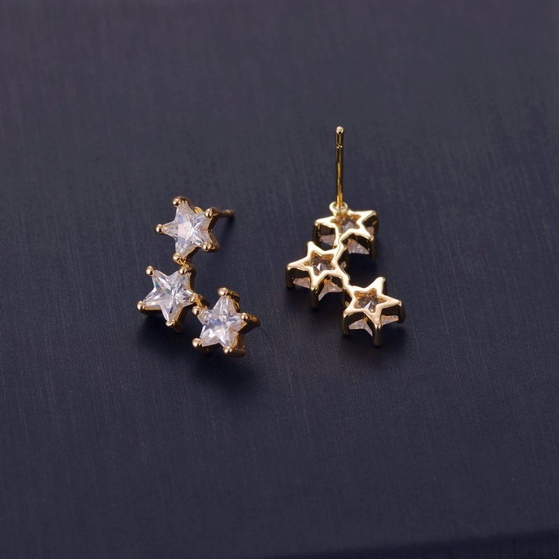 Women's Jewelry Geometric Star AAA Zircon Stud Earrings For Women, Hypoallergenic Fashion Earrings Gold Plating Personalized Design Rigid Earrings_voghion.com