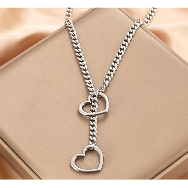 Heart-shaped Ring Sliding Chain Necklace For Women Handmade Punk Style Personality High-end Feel Yiwu Jewelry_voghion.com