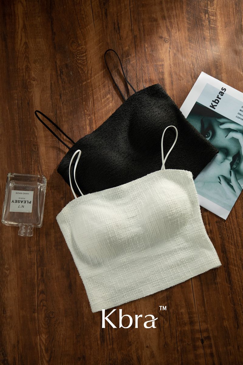 Canotta da donna in stile classico KBRA, reggiseno imbottito monopezzo, intimo con spalline sottili, top a tubino_voghion.com