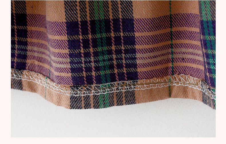 2810 gonna per bambini versione coreana alla moda grande colletto per bambola con bocca chiusa manica lunga plaid orso_voghion.com