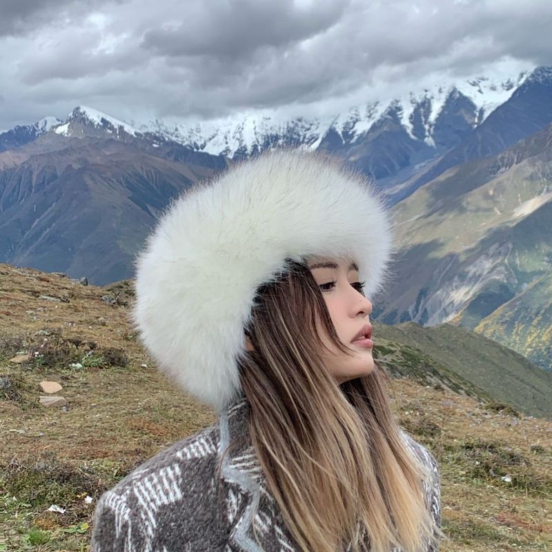 Cappello mongolo invernale caldo per donna, Lei Feng in pelliccia di volpe con parte superiore rotonda e spessa, cappello da neve russo_voghion.com