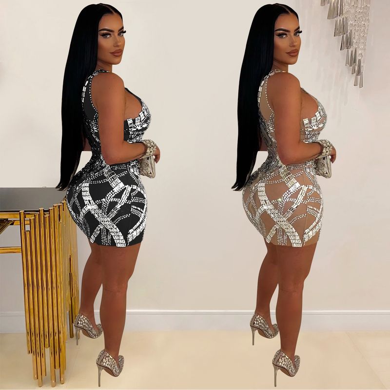 Damenbekleidung Modisches Damen-Kleid aus einfarbigem Gaze-Pressbohrerrock_voghion.com