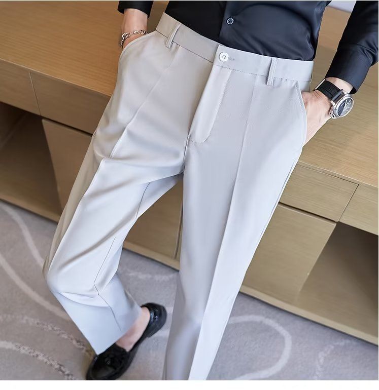 Pantalon slim pour homme, coupe slim, blanc, neuf points, sans repassage, anti-rides, style business, formel, droit, décontracté_voghion.com