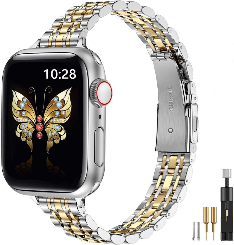 Cinturino sottile in metallo compatibile con Apple Watch da 49 mm, 46 mm, 45 mm, 44 mm, 42 mm, 41, 40, 38 mm, cinturino a catena in acciaio inossidabile Dr._voghion.com