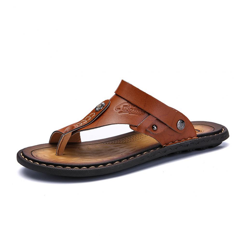 Cross-border new flip flops beach large size cross-border men's leather slippers_voghion.com