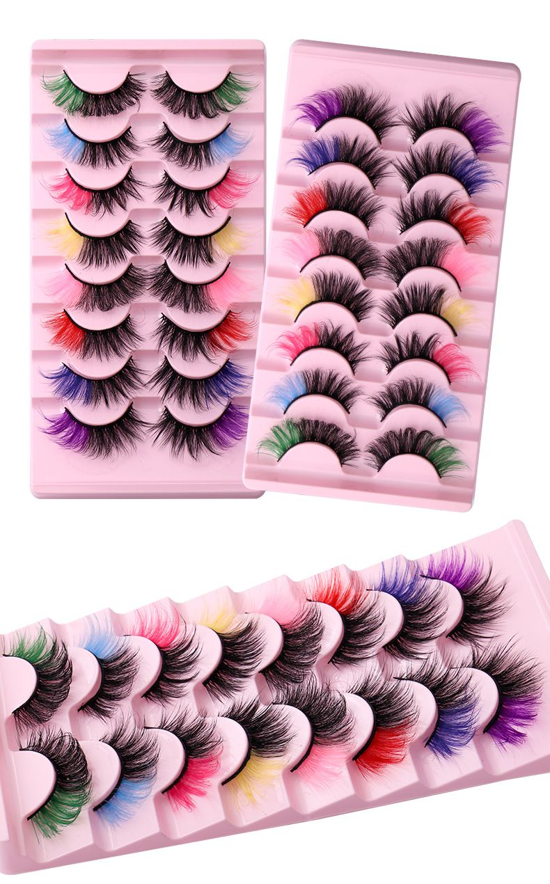 Lash extension set 8 Pairs of Colored false eyelashes 8D Curling natural Eyelashes Stage makeup Show false eyelashes_voghion.com