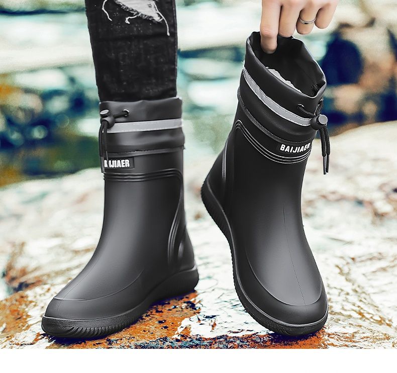 Single Shoe Midsole Waterproof Mouth Rain Boots 39-45_voghion.com