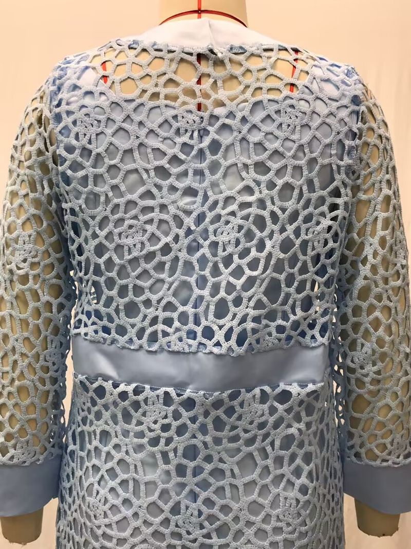 Vêtements pour femmes, robe cardigan en dentelle colorée, manteau deux pièces_voghion.com