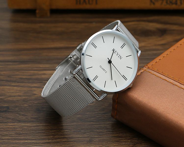 Korejas versija, vienkārša austa sieta siksniņa, pistoles krāsas tērauds zēniem un meitenēm modes kvarca pulkstenis_voghion.com