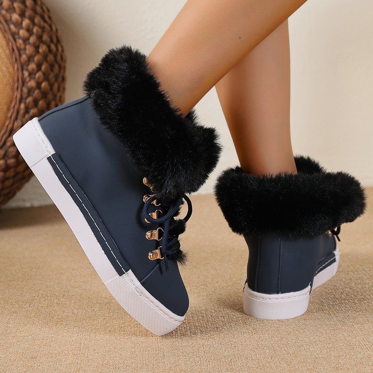 Women's Winter Snow Boots With Faux Fur Lining, Synthetic Leather Upper, And Rubber Sole For Warmth And Comfort Thickened Boots_voghion.com