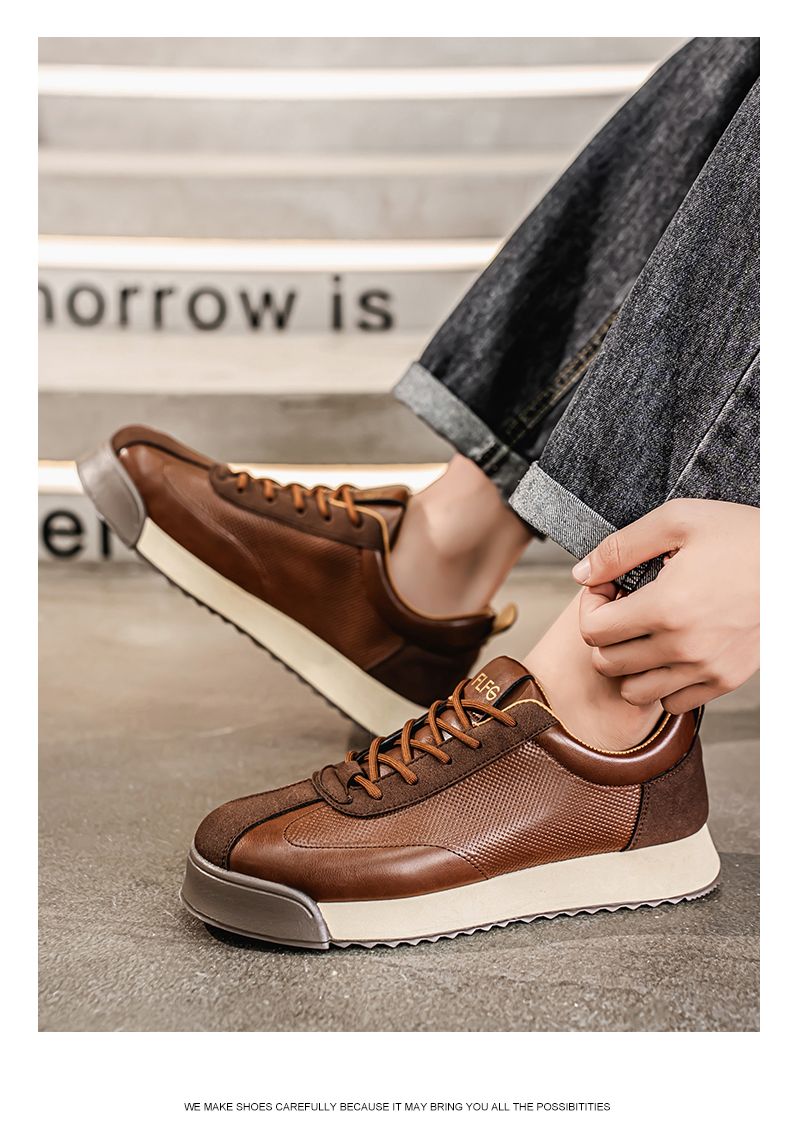 Retro Fashion Brown Men's Low Sneakers Big Size 45 Breathable Flat Shoes Trainers Men Lace-up Casual Sneakers Zapatillas Hombre_voghion.com