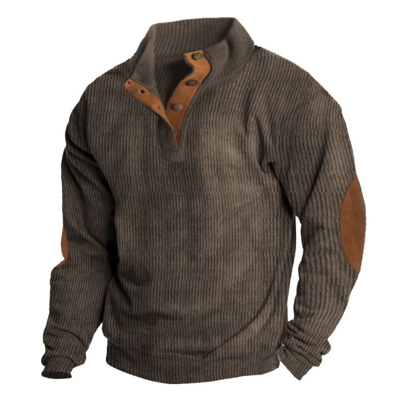 Giacca da uomo casual in velluto a coste con colletto rialzato, manica lunga, autunno inverno, nuova_voghion.com