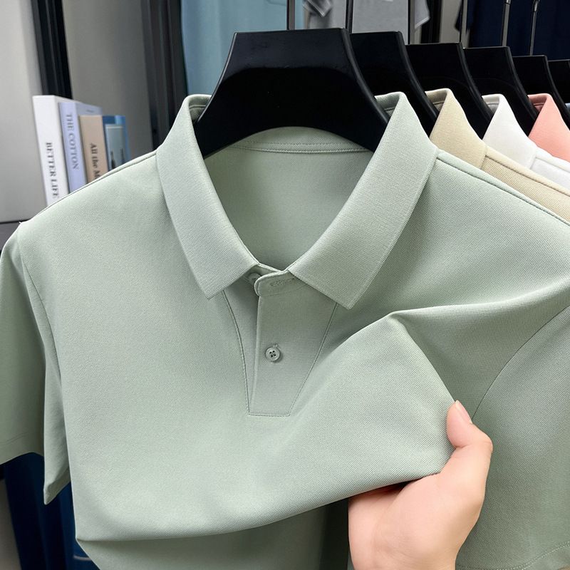 out-of App Popular Solid Color Clean Version Short-sleeved Polo Shirt T-shirt Men's Summer New Lapel Casual Loose Top Men's T_voghion.com