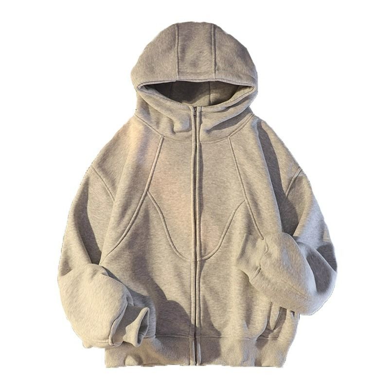 Herbst Winter American High Street Dekonstruierter Rollkragenpullover Hoodie Jacke Mantel Herren Boxy Short Wide Cardigan Zipper_voghion.com