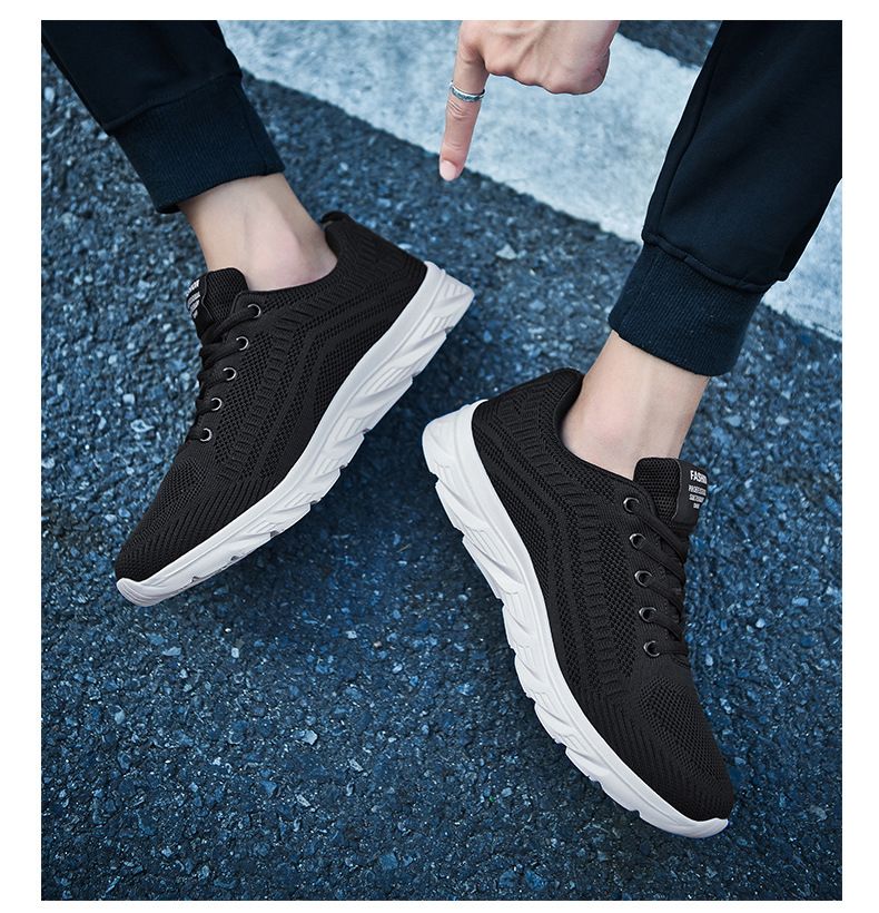 Scarpe da ginnastica da uomo alla moda in maglia con lacci, scarpe da ginnastica da passeggio per corsa atletica all'aperto_voghion.com