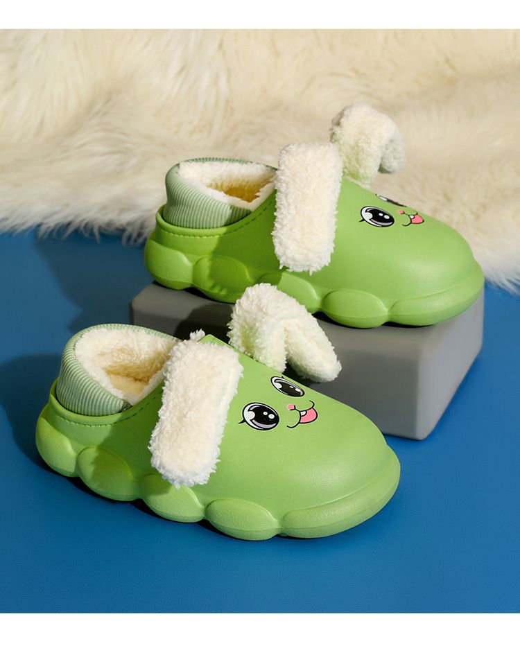 Kinderschuhe Kaninchen mit beweglichen Ohren Kinder-Baumwollpantoffeln Winter New Style Jungen Hausschuhe mit weicher Unterseite rutschfest Plus Samt Süße Mädchen_voghion.com