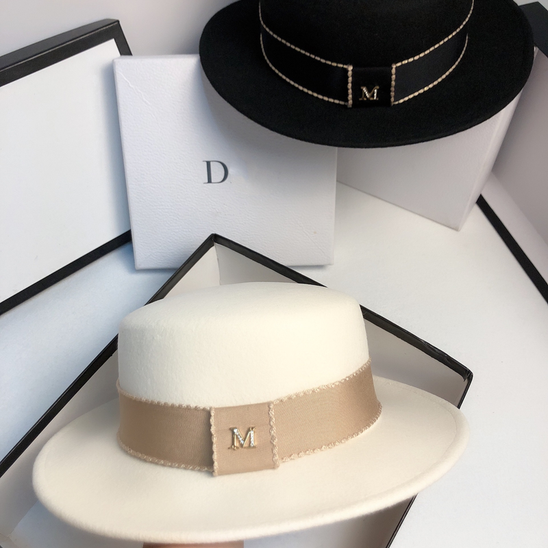 Otoño e invierno nueva versión coreana de lana celebridad de Internet versátil unisex sombrero de ala ancha de parte superior plana simple calle_voghion.com