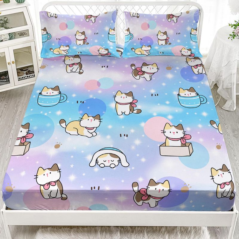 Set di lenzuola con stampa digitale, tre pezzi, motivo gatto animale_voghion.com
