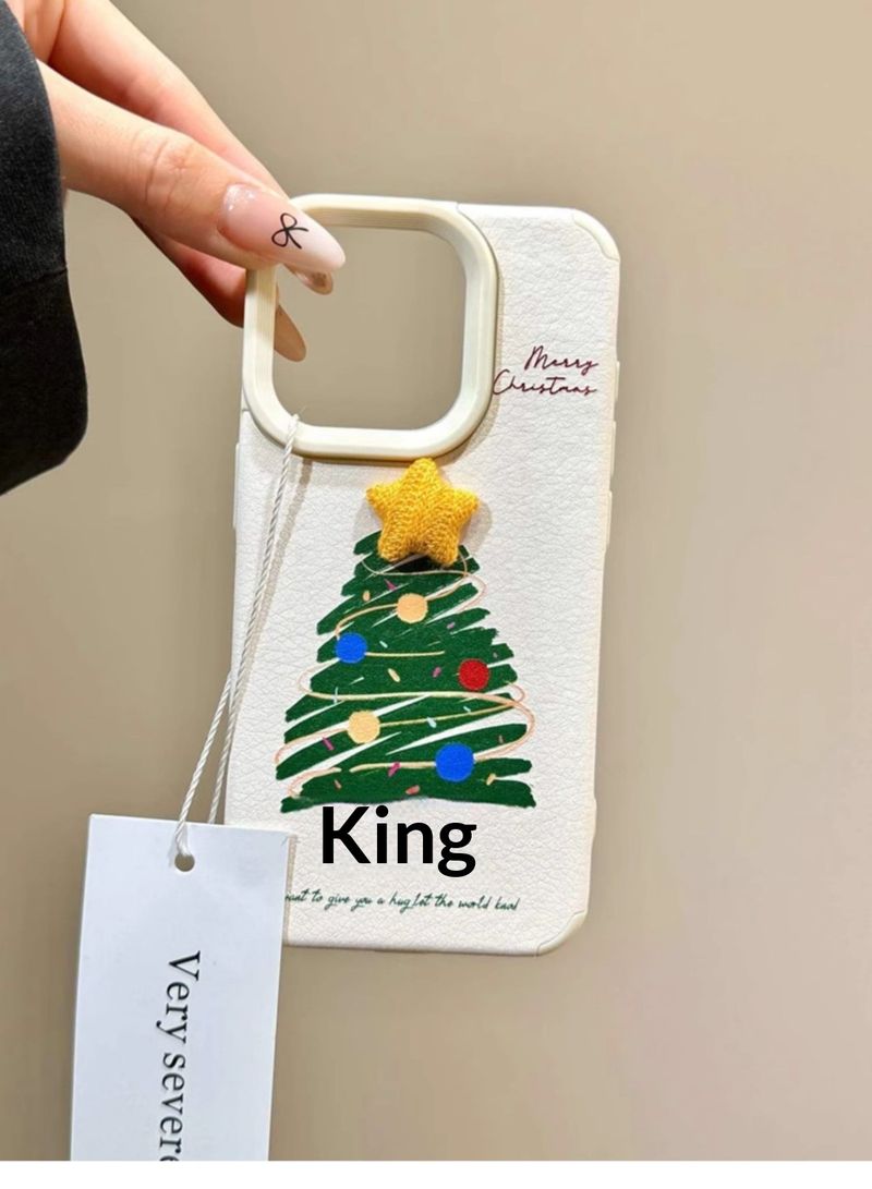 50704555550<=3 Ins 3D Star Polka Dot Christmas Tree Case For 16 15 Pro Max/14/13/12_voghion.com