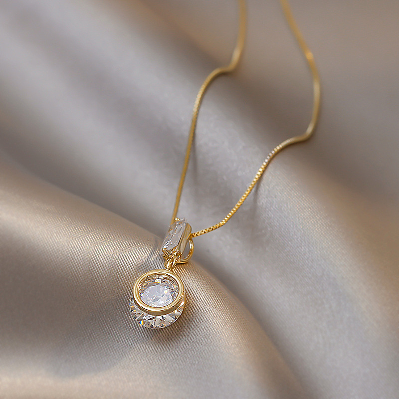 VENUS Sier Sterling Flash Collana con diamanti Fashio Cristallo Zircone Goccia d'acqua Ciondolo da donna Catena clavicola_voghion.com