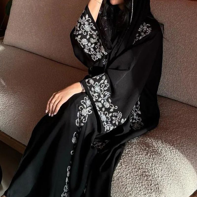 Muslim naisten kylpytakit Huippuluokan mekot Huippuluokan pitkähihaiset mekot Diamond Black Robes_voghion.com