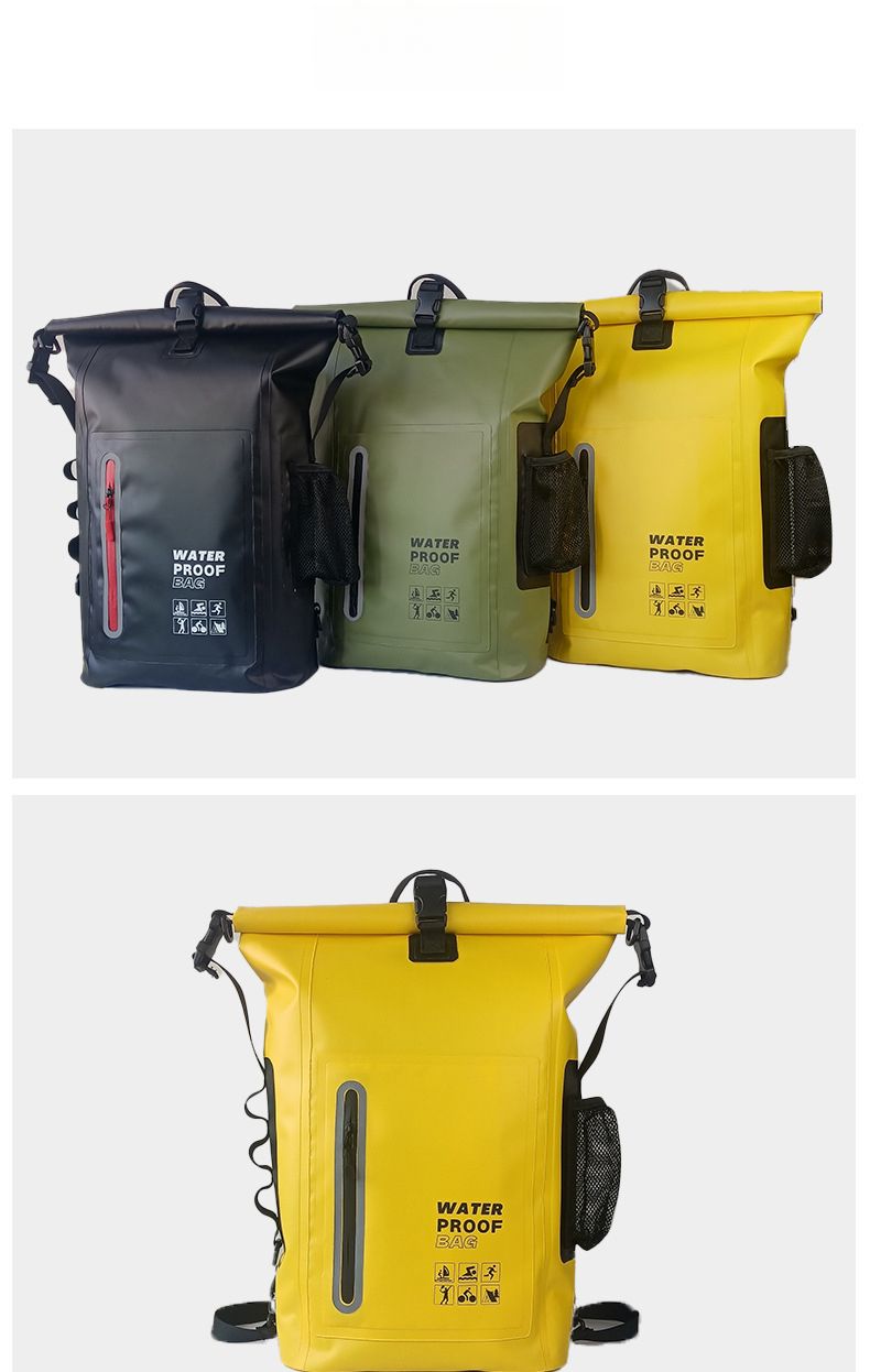 Zaino in PVC con strisce riflettenti, borsa a secchiello impermeabile per forniture per esterni_voghion.com
