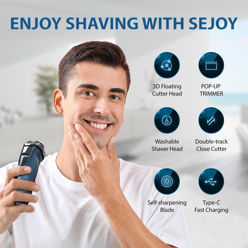 Rotations-Elektrorasierer für Herren mit Pop-Up-Trimmer, kabelloser USB-Bartrasierer_voghion.com