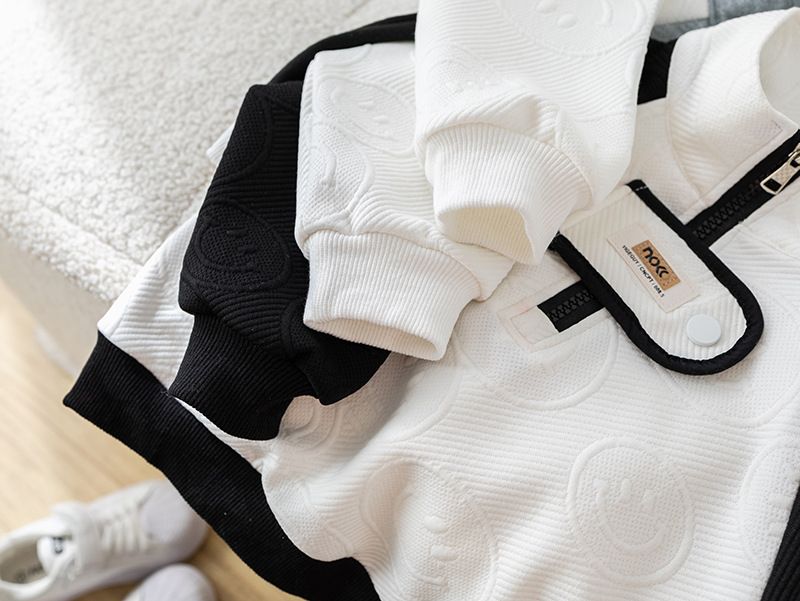 Completo da bambino in stile coreano, 2 pezzi, a maniche lunghe, casual, per primavera e autunno (bianco/nero/grigio, altezza 80-130 cm)_voghion.com