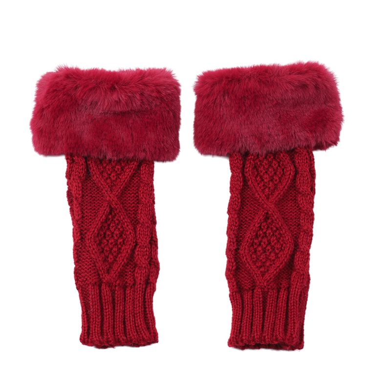 Damskie dzianinowe wełniane rękawiczki z półpalcami – ciepłe i miękkie, z podwójnym wzorem w romby, na jesień i zimę (krótki mankiet, stylowe i wygodne)_voghion.com