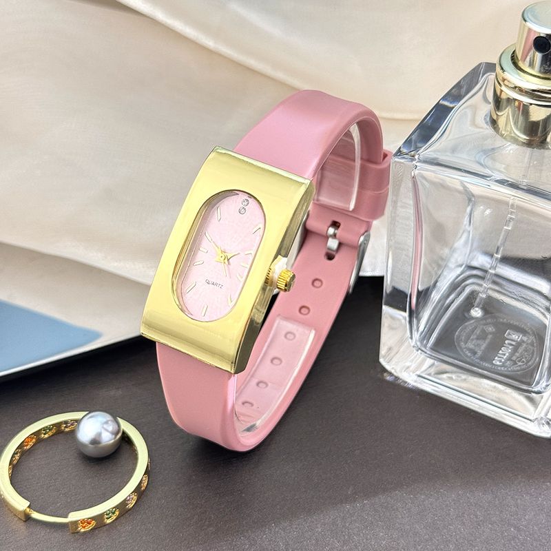 Women's Niche Rectangle Round Watch Colored Silicone Belt Temperament Premium Quartz Watch Work Daily Birthday Anniversary Valentine's Day Gift_voghion.com