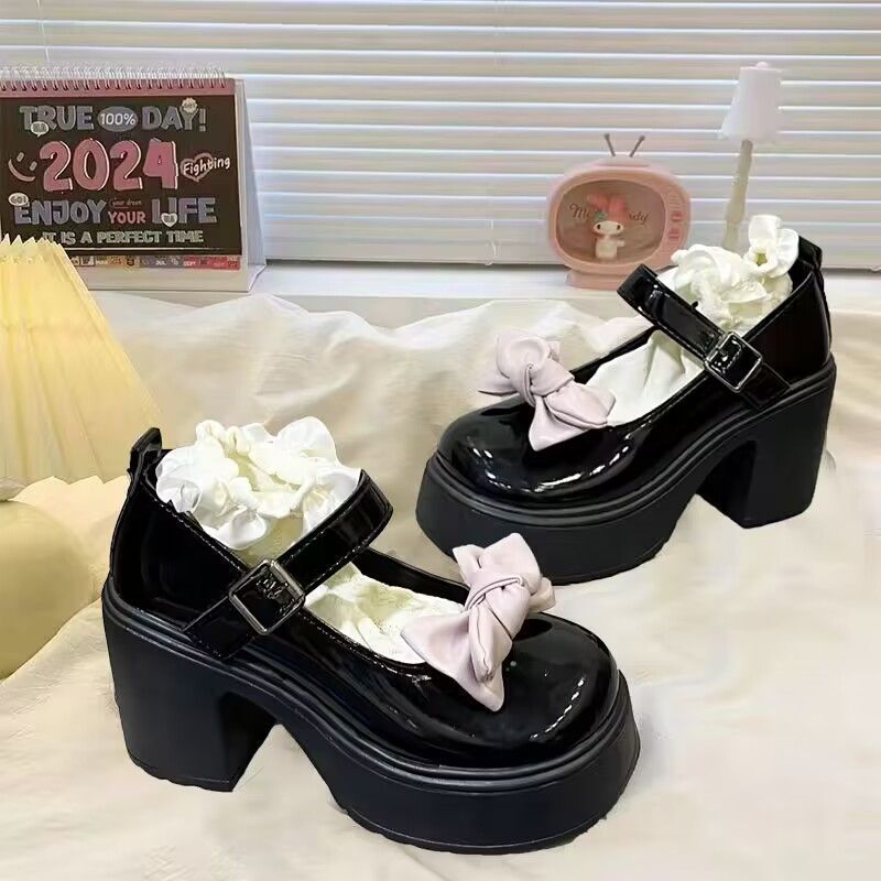 Lolita Dolce e Fresco Mary Jane 2025 Nuova Estate Fiocco Piattaforma JK Scarpe Singole Soletta Moda Versatile Casual Uso Quotidiano Comodo_voghion.com