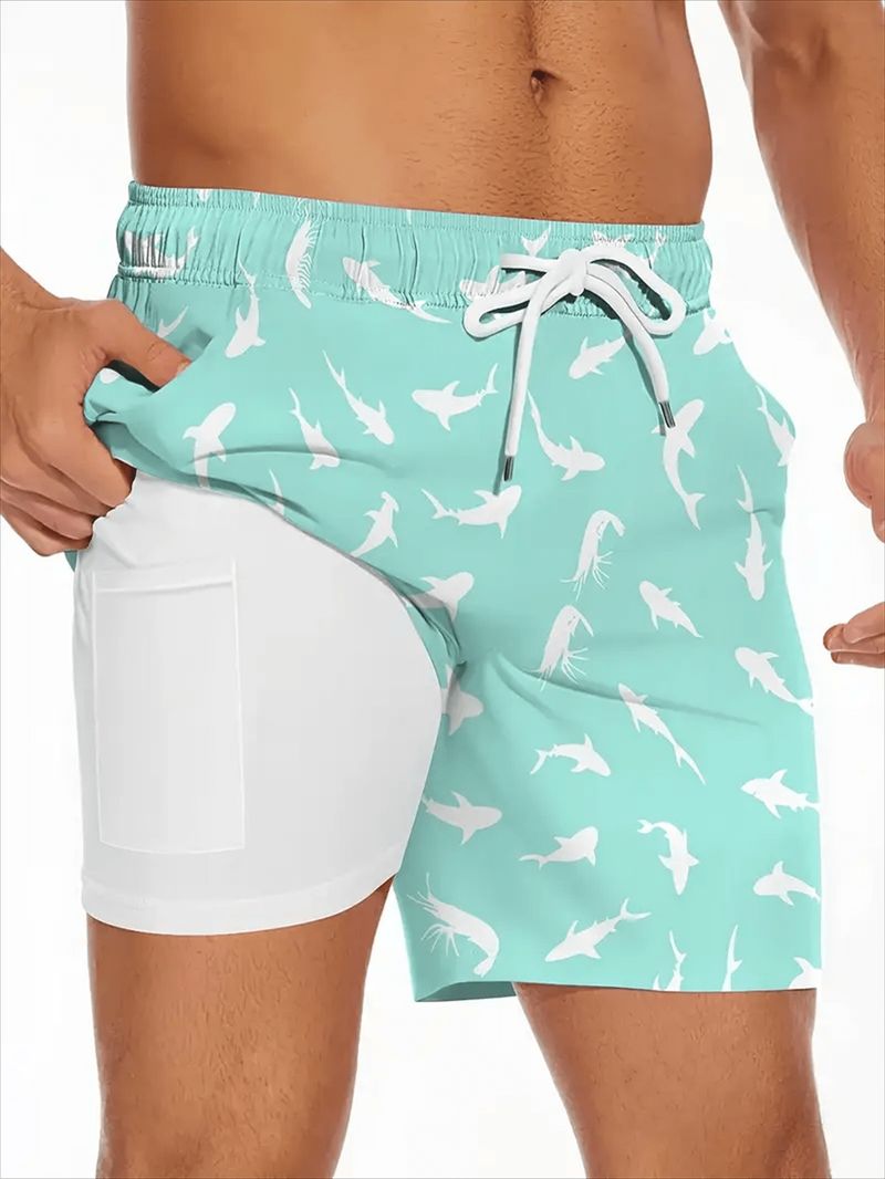Men's Clothing Professional Hot Spring Quick Drying Anti Embarrassment Swimming Trunks Shorts Loose Boxer High Elastic Beach Pants_voghion.com